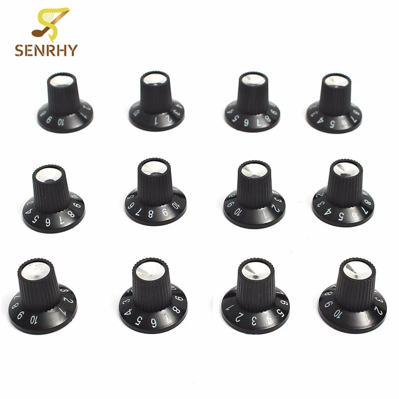 12pcs/lot Black Guitar AMP Knob Amplifier Skirted Knobs Volume Tone