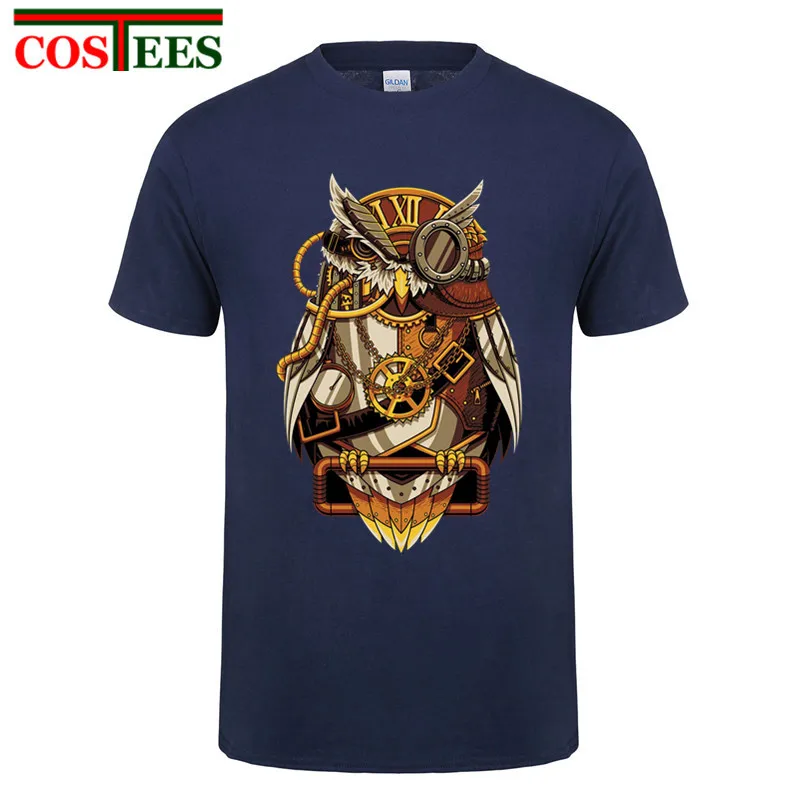

Graceful Steampunk Night Owl T Shirt Male Steampunk Newest Fashion 2017 O-Neck Short Sleeve supem Tee Man steampunk men clothing