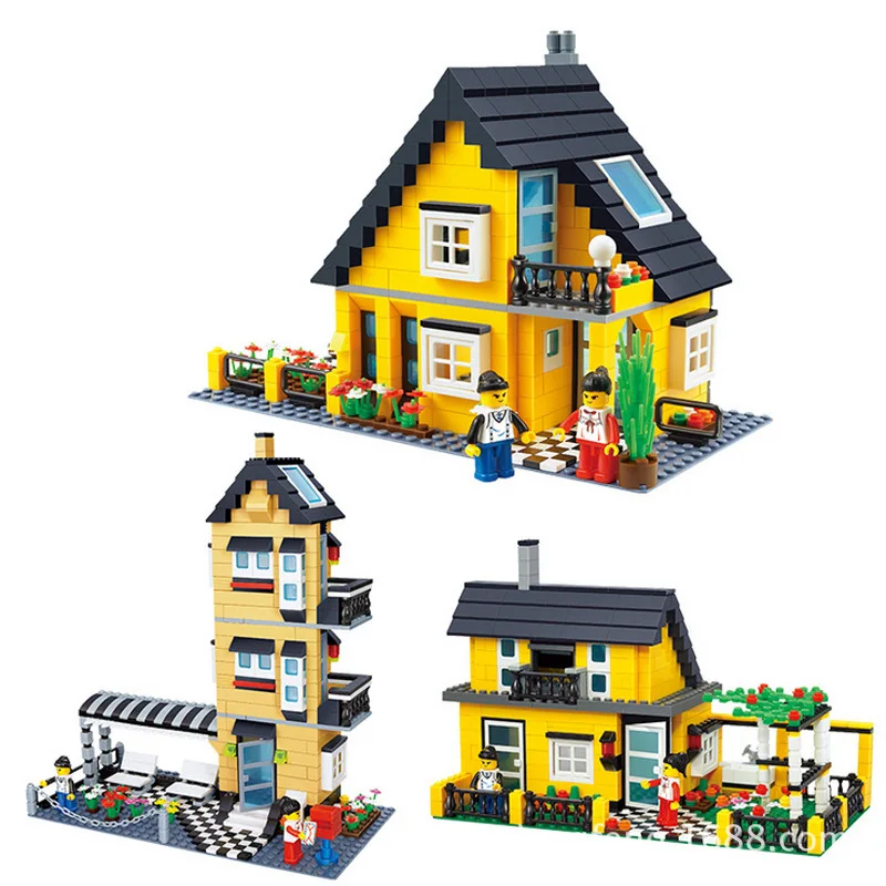 

Small Size Villa Series Beautiful House Diy Building Blocks Compatible with Legoingly Toys for Children Christmas Kids Gifts