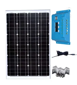 

Portable Solar Panel Module Kit 12v 60w Batterie Solaire Solar Charge Controller LCD 12v/24v 10A Connection Cable Car Camp Boat