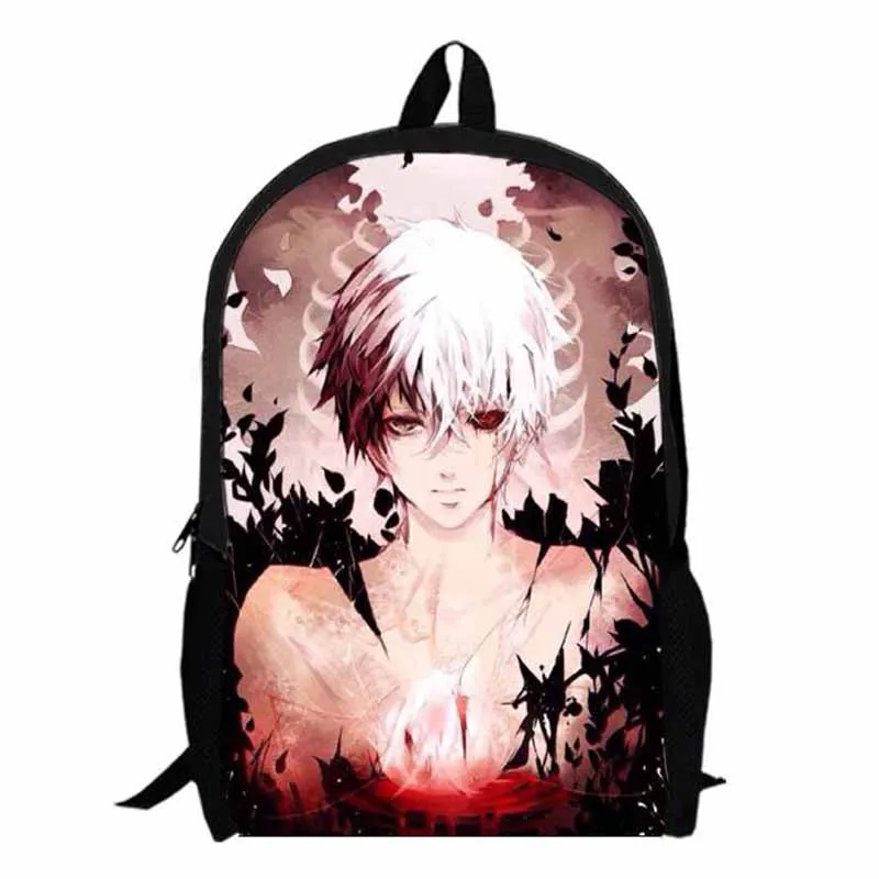 

Anime Tokyo Ghoul Backpack Women Men Bags 16" Cartoon Anime Tokyo Ghoul Printing School Bags Black Backpack for Teens Students