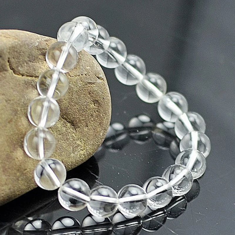 MOROW Hot Natural Ice White Crystal Round Beads Stone Bracelet Womens Fashion Charm Elastic Bracelets Jewelry for Pulseira Gift (12)