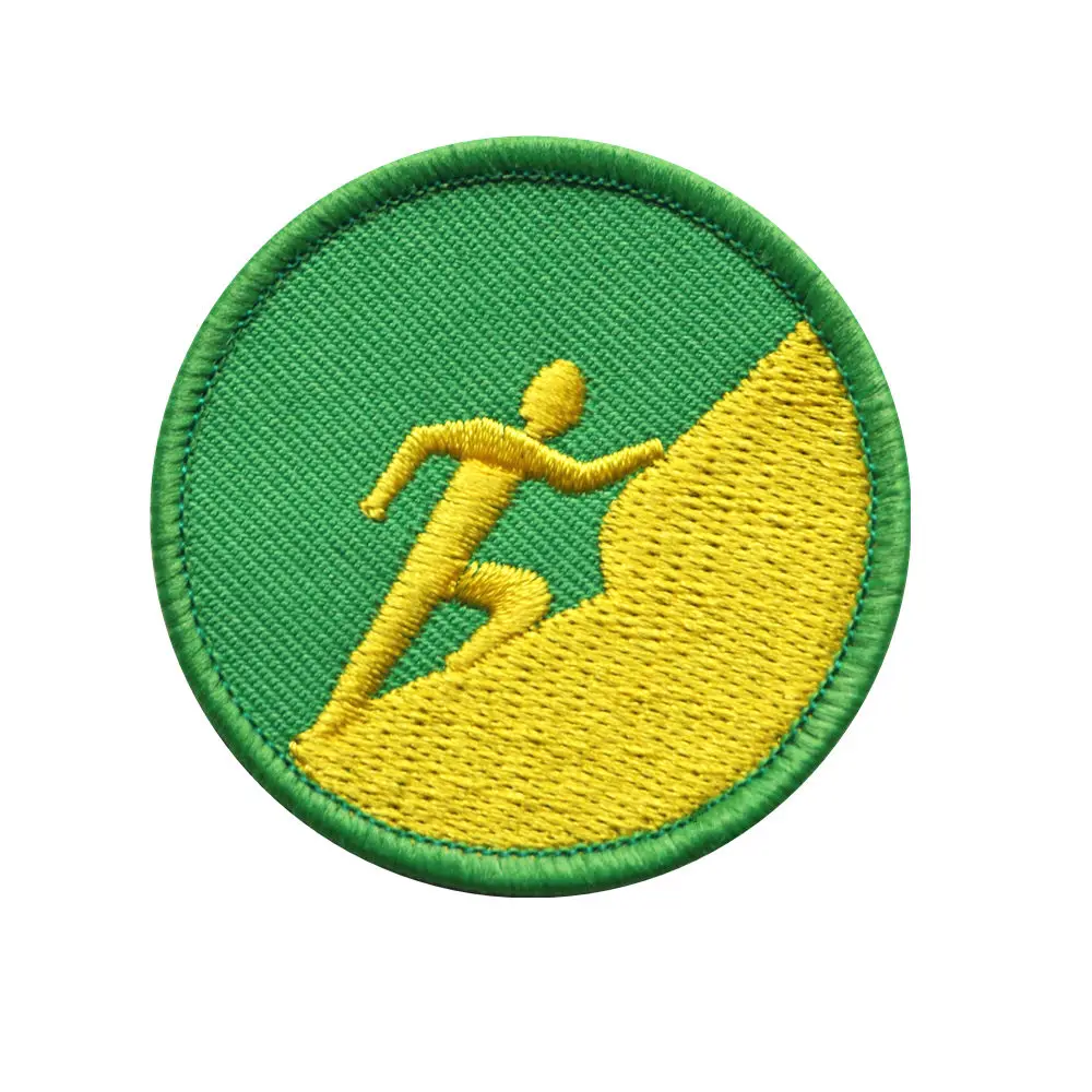 

5CM Green Embroidered Sew Iron On Patches Climbing Armband Medal Badges For Jeans Shirt DIY Appliques Decoration