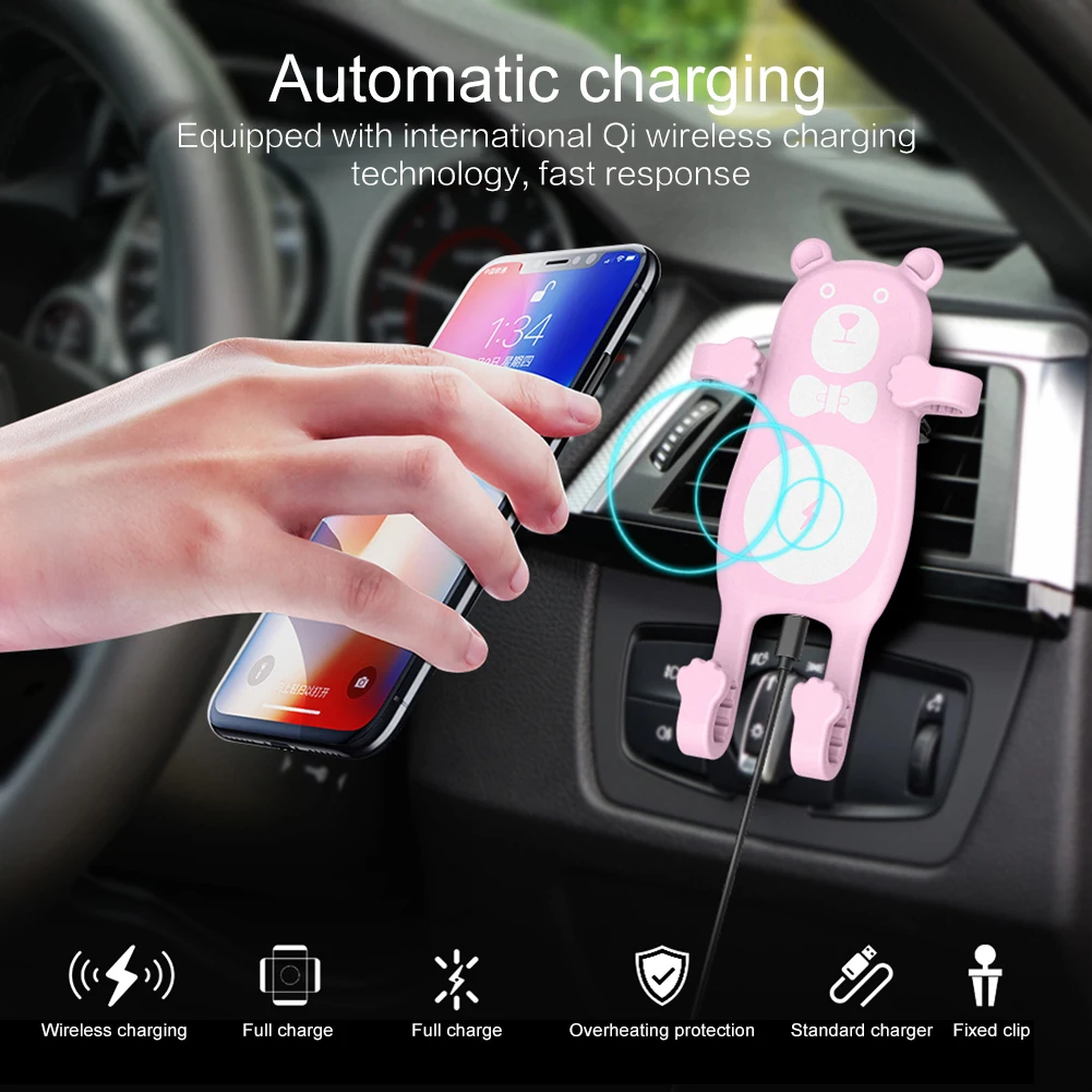 

Qi Car Wireless Charger for Iphone x, for Iphone 8, for Iphone 8 plus, for Galaxy Infrared Fast Charging Phone Holder