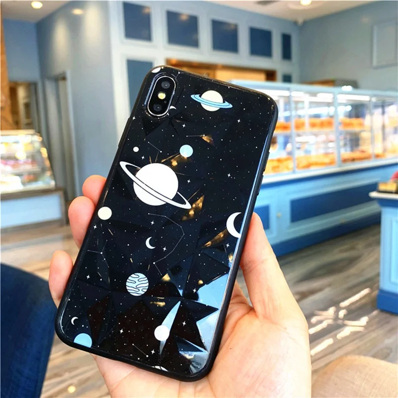 

Cosmic Diamond Phone Case for iphone 6 6s 7 8 Plus All-inclusive Anti-fall Tempered Glass Cover 6 6s 7 8 Plus