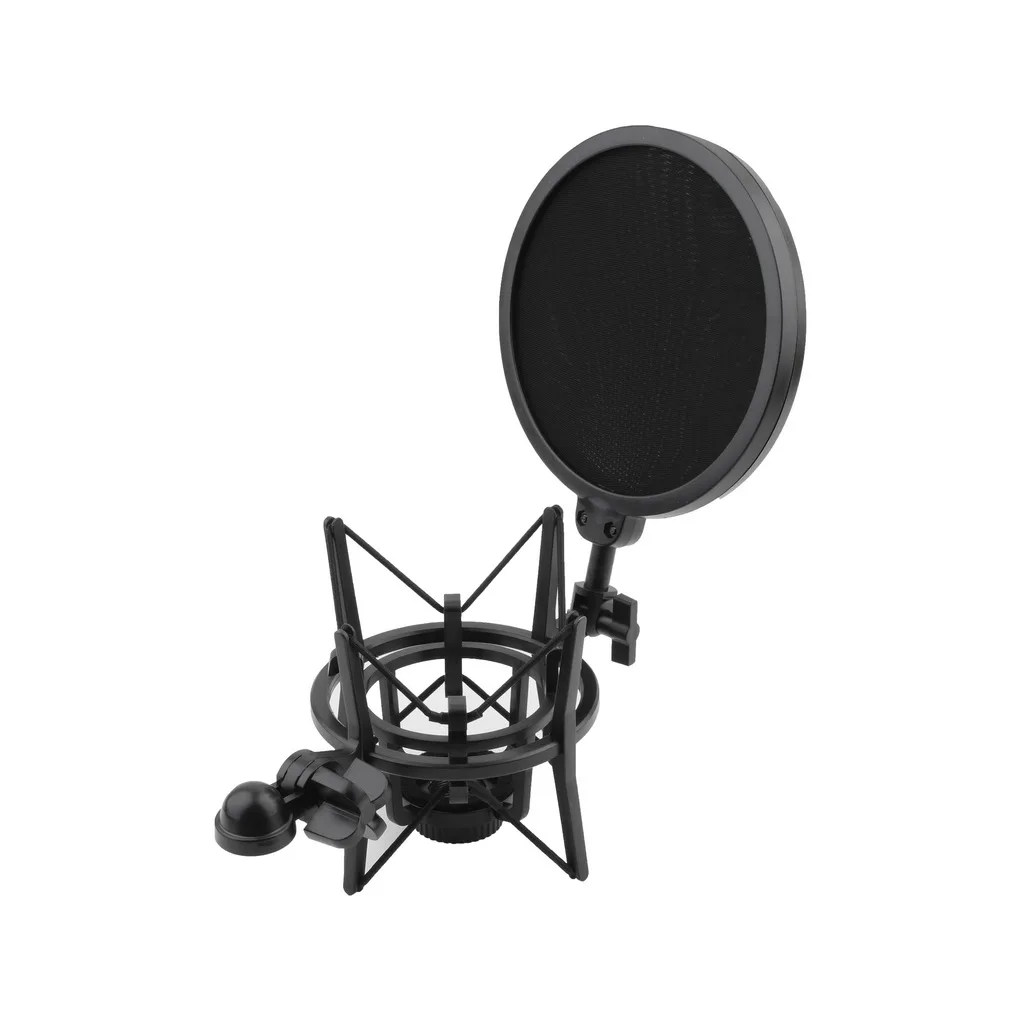 

High Quality 1 Set Microphone Shock Mount Stand Holder with Integrated Pop Filter Black Kit Newest