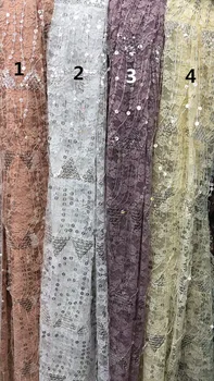 

Nigerian Embroidery African Net Lace Fabric 5 yards Nigerian French Embroidered Lace fabric with sequins