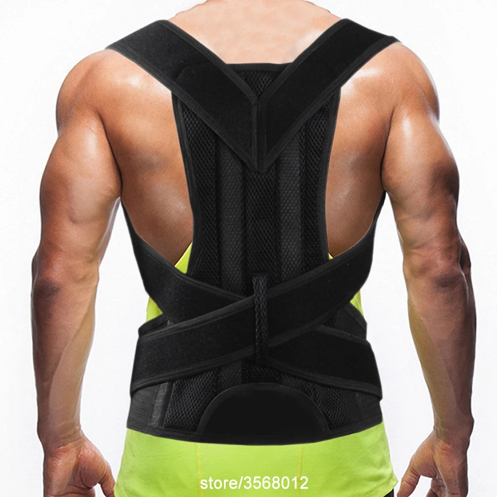 Полиэстер Черный Пояс Корректор осанки позвоночника плечевой бандаж Ортопедический Корсет сколиозный пояс для поддержки спины для мужчин и женщин