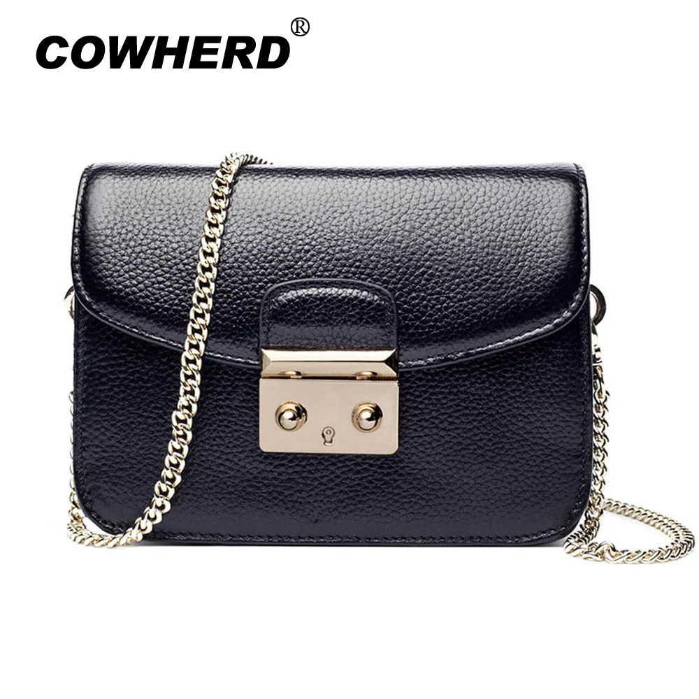 

2019 Fashion Chain Lock Small Square Flap Bag Summer Messenger Bags Head Layer Cowhide Leather Women's Handbags Bolsas 0205