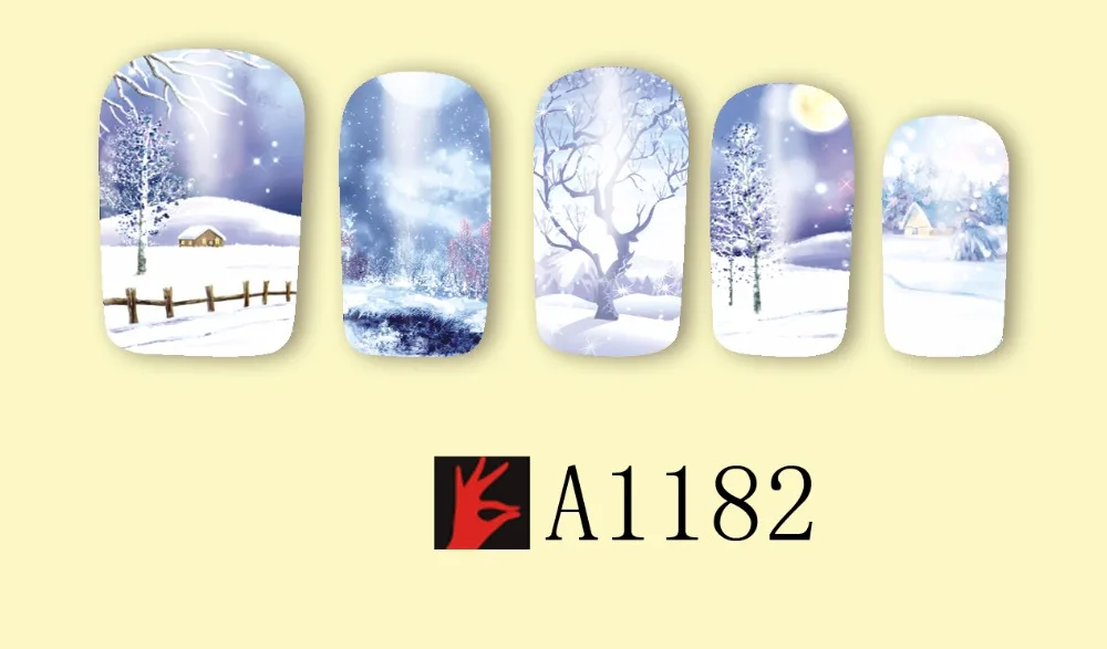 Полная красота 12 видов конструкций зимний стикер для дизайна ногтей рождественские Женские Снежинки DIY Советы украшения ногтей Водные Наклейки CHA1177-1188