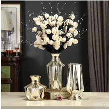 Золотистый керамический ваза, красивый фарфор, домашняя Свадебная ваза для украшения