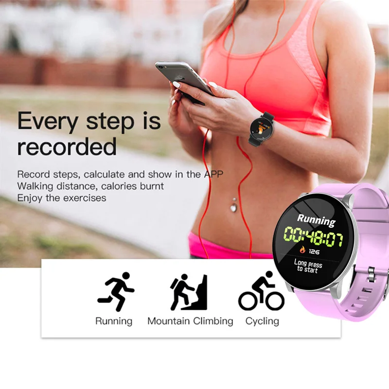  2019 Women Smart Watch Men Blood Pressure Heart Rate Touch Screen Smartwatch Women Waterproof Watch - 33048763057