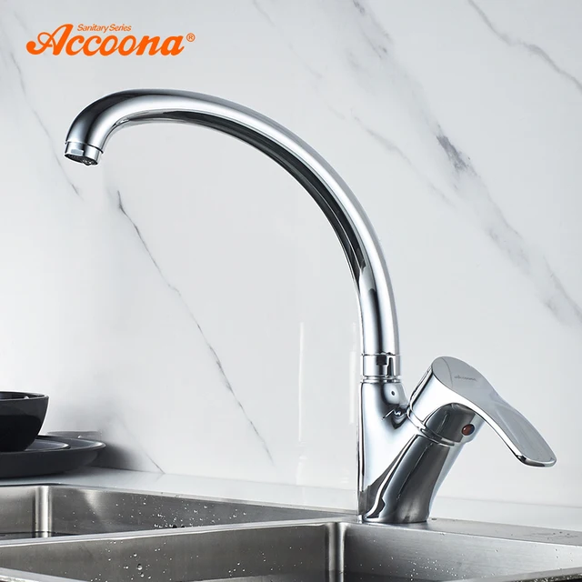 Special Offers Accoona Solid Brass Kitchen Faucet Hot and Cold Water Tap Kitchen Basin Sink Faucets Single Handle Water Mixer Tap Crane A4003