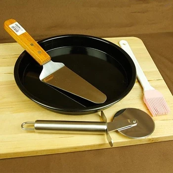 

0 4PCS/set pizza tools pan set 4 in 1 (pizza pan+Silicone Brushes+Pizza cutter+Pizza Shovel) Wholesale