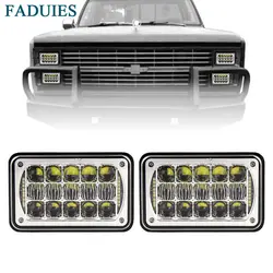4x6 дюймов LED Фары для автомобиля прямоугольный Замена h4651 h4652 h4656 h4666 с DRL для kenworth freightinger Chevrolet хром
