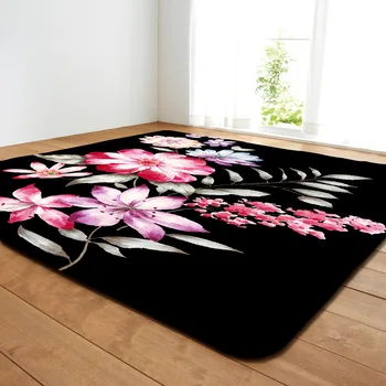 

1PC Polyester Painted Flower Pattern Carpet for Living Room Kitchen Mat Bedroom Carpet Floor Door Mat Decoration Carpet