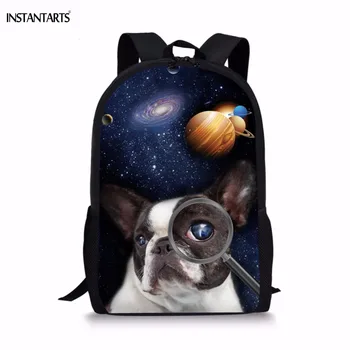 

INSTANTARTS Kawaii 3D Galaxy/Universe Boston Terrier/Cat Love Book Print School Bags Girls Primary Schoobags Children Backpack