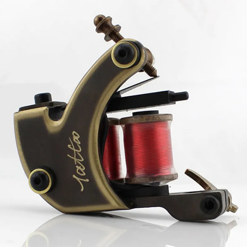 

UPTATSUPPLY Handmade Whole Wire Cutting Copper Machine Tattoo Machine 12 Wraps Coil Tattoo Gun Liner #PM028