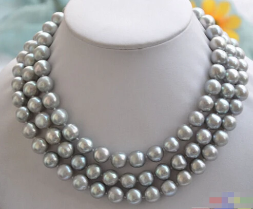 

FREE SHIPPINGP4275 AA++ lustre 50" 12mm ROUND GRAY FRESHWATER PEARL NECKLACE