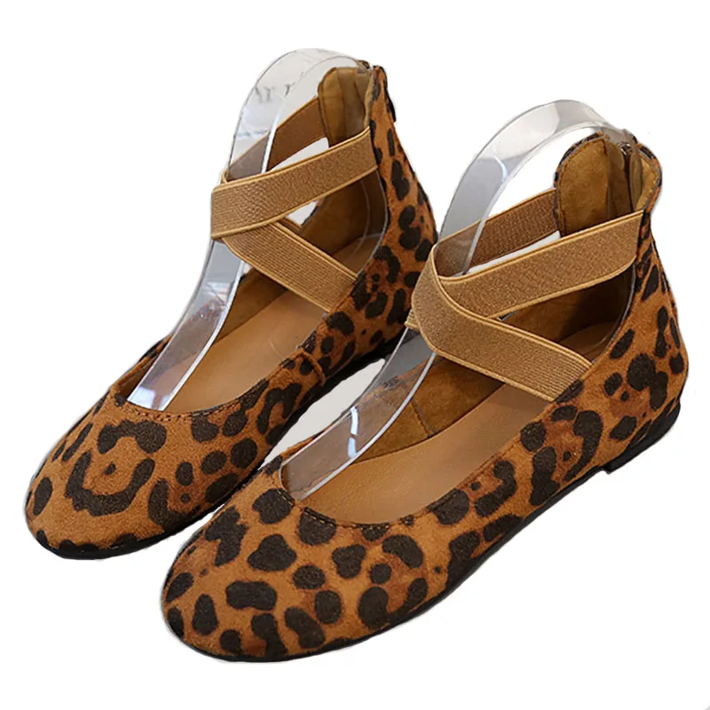 

Women's Csual Shoes 2019 Spring and Autumn New Leopard Flat Women's Shoes Large Size Buckle Single Shoes Female Pea Shoes