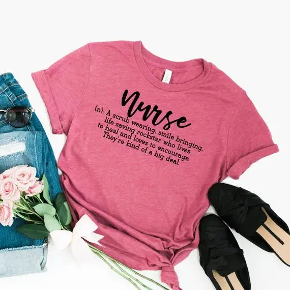 

2018 New Arrival Casual Nurses Letters Printed Women Tshirts Summer Short Sleeved Womens Graphic Tees Nurse Definition Tumblr