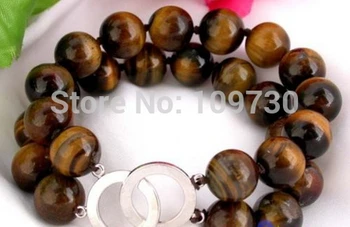

001357 2strands8"12mm nature round tiger's-eye bangle bracelet