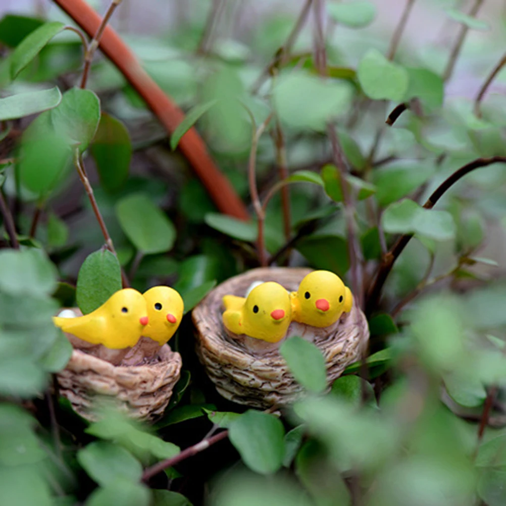 DIY Mini Nest with Birds Fairy Garden Miniatures Gnomes Moss Terrariums Resin crafts figurines For Home garden Decoration