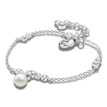 

Fashion Cute Silver Mickey Girl Bracelet Elegant Solid 925 Sterling Silver Pearl Women's Bracelet wholesale Charm Jewelry Gifts