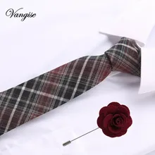 Vangise, модный клетчатый галстук, мужские полосатые галстуки, 8 см., галстук, черный, на шею, галстук& pinFor, официальный, деловой, для жениха, для свадебной вечеринки, аксессуар