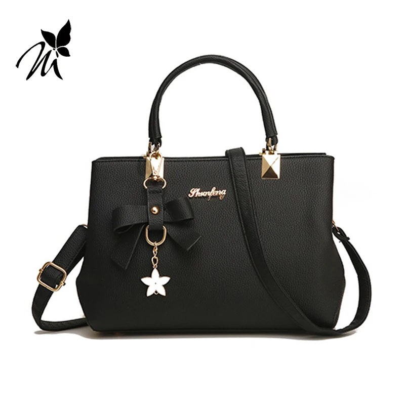 2017 New Women Leather Bag Brand Designer Bow Star Pendant Handbag