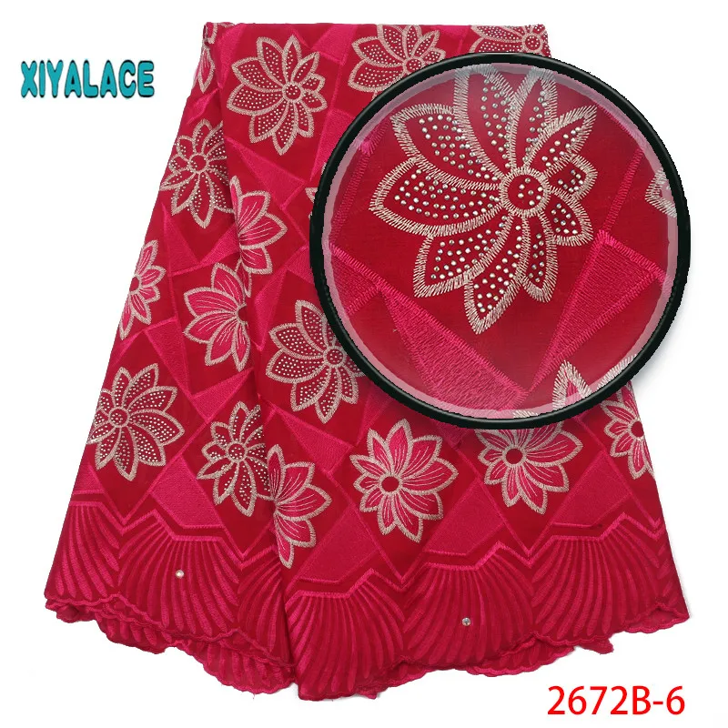 Африканская кружевная ткань, Высококачественная кружевная вуаль, кружевная ткань нового дизайна, швейцарская вуаль, кружевная швейцарская вуаль с камнями, YA2672B-1