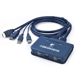 2 порта USB HDMI KVM переключатель коммутатор с кабелем для двойного монитора клавиатура мышь HDMI переключатель поддержка настольного