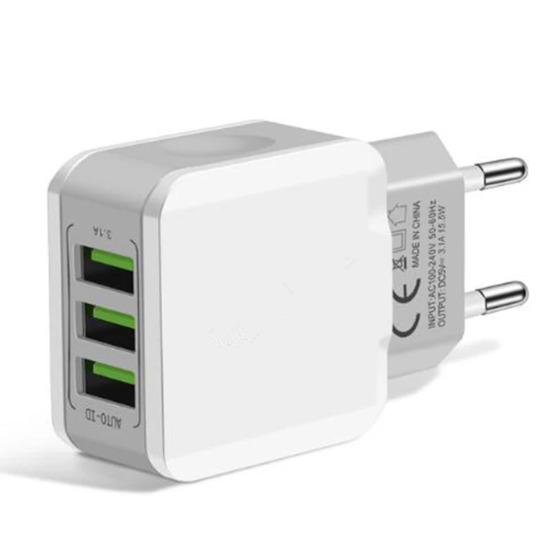 AMEEC USB Charger 3 Port Portable Charging Adapter EU Mobile Phone Chargers 3-USB Charge Station Power Adapter For Iphone Micro (8)