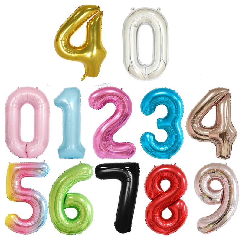 40 дюймов шар с цифрами 1, 2, 3, 4, 5 цифр гелиевые шары из фольги для детского душа 1 день рождения, вечеринки, свадьбы, декоративные шары, принадлежности