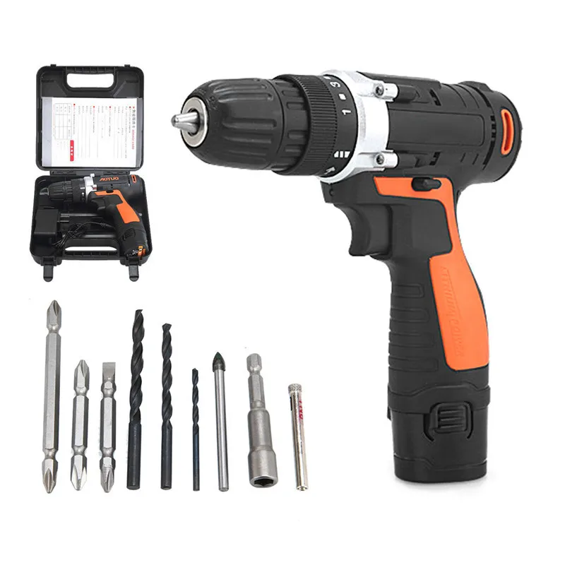 

12V Rechargeable Lithium Battery Electric Screwdriver High-quality Household Electric Drill Double Speed Screwdriver Tools