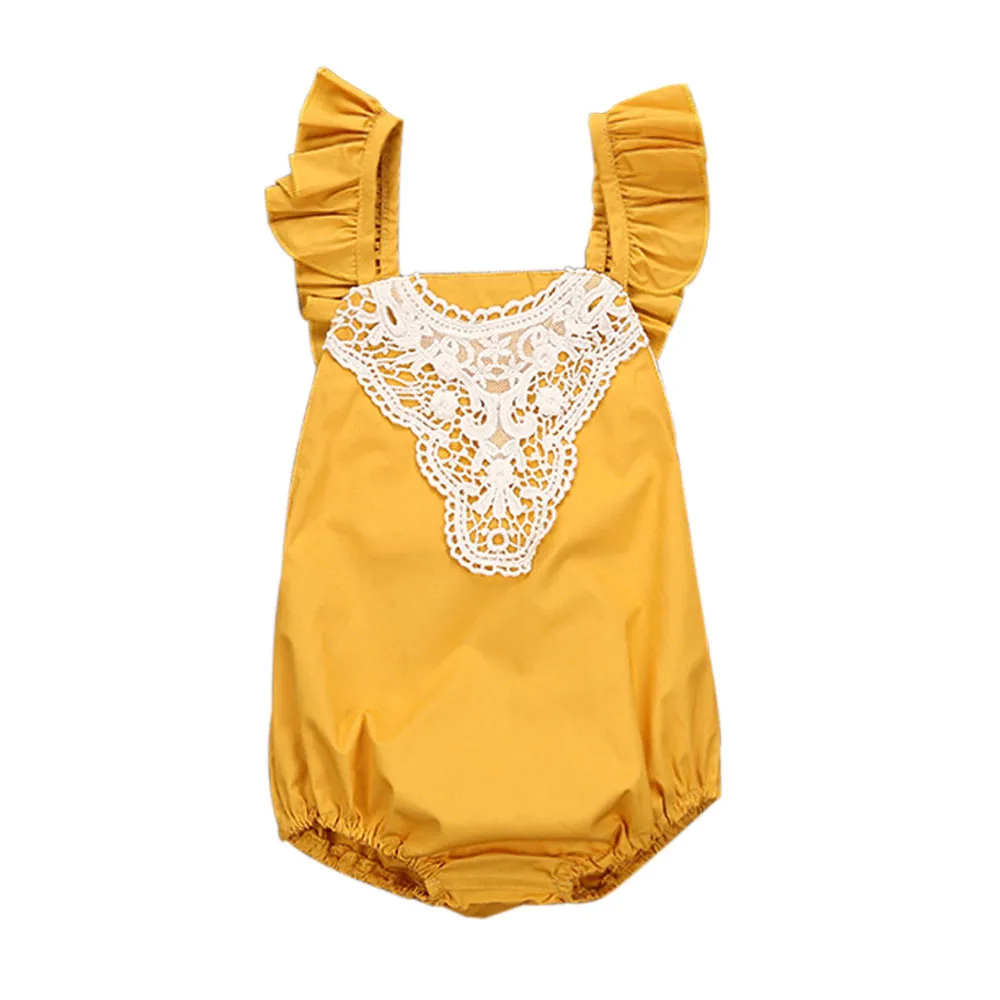 Newborn Toddler Infant Baby Girl Romper Lace Sunsuit Outfits Clothes