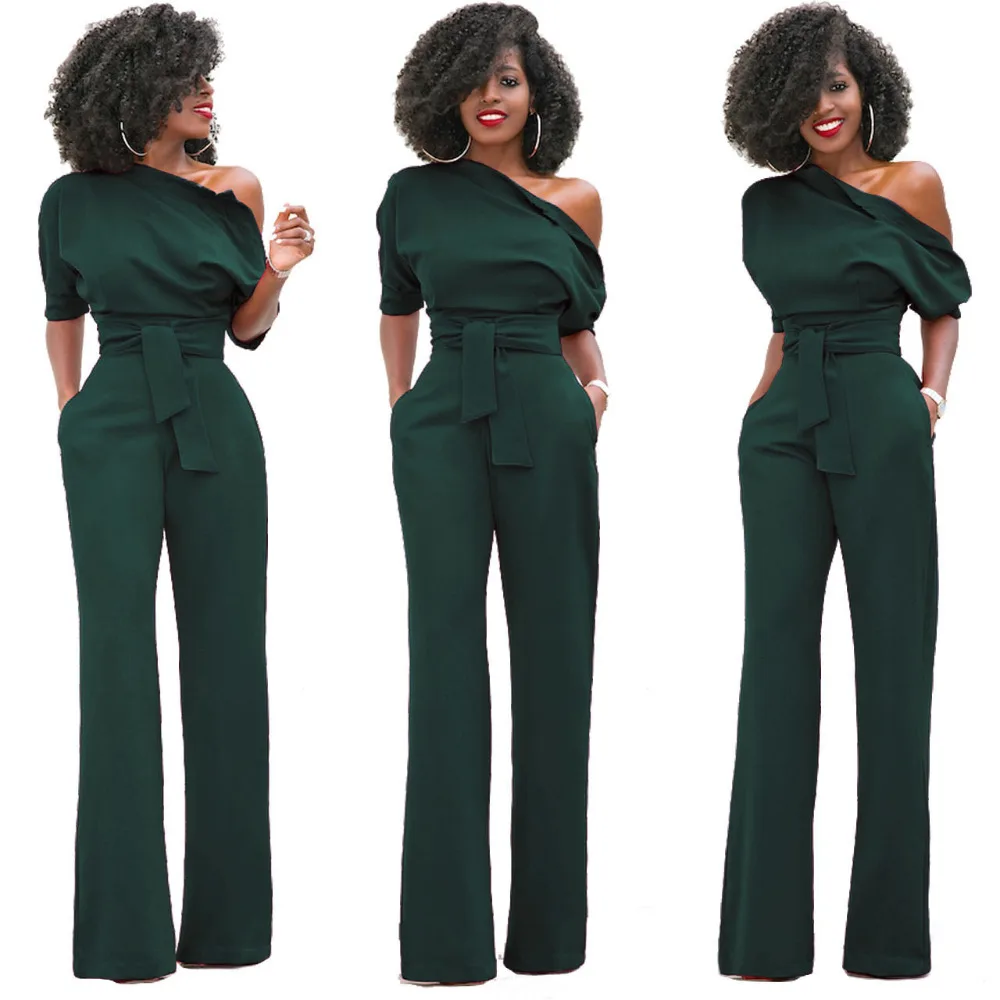 TEXIWAS nowy moda Off Shoulder eleganckie kombinezony kobiety Plus rozmiar 2XL pajacyki Multicolor kombinezony z krótkim rękawem kobiet kombinezony -