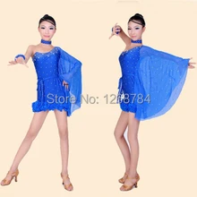 Детское платье для латинских танцев с одним плечом на заказ От 3 до 15 лет роскошный цельный костюм для девочек смешанных цветов