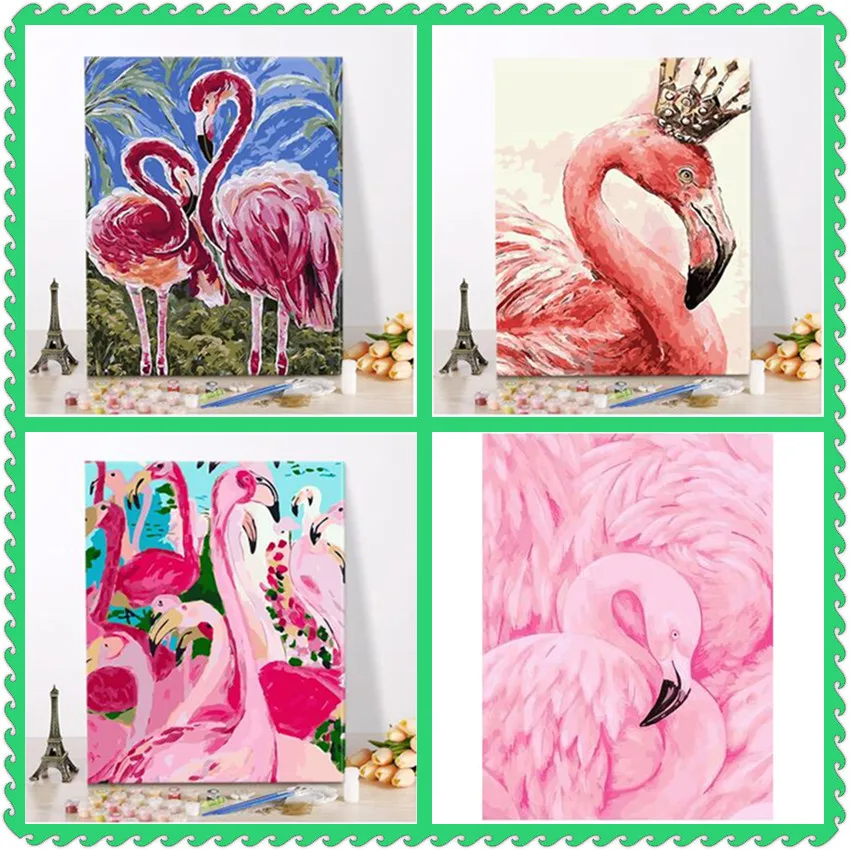 

Oil painting on canvas Flamingo picture DIY Painting By Numbers Kit Paint On Canvas Painting Calligraphy For Home Decor AS1124