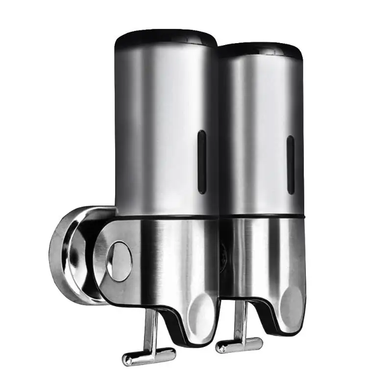

Bathroom Wall Mount Soap Dispensers Stainless Steel Hand Pump Double Shampoo Soap Dispenser Soap Container
