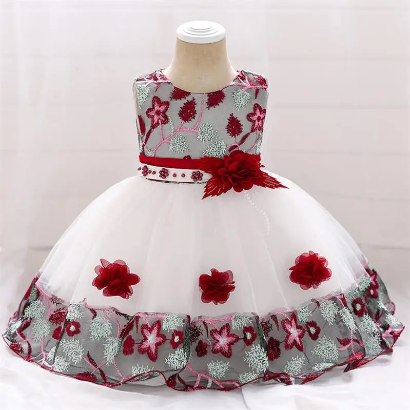 Зимняя одежда платье для маленьких девочек г. Платье принцессы на крестины для девочек, детские Вечерние платья на свадьбу для девочек от 6 до 12 месяцев - Цвет: Wine Red
