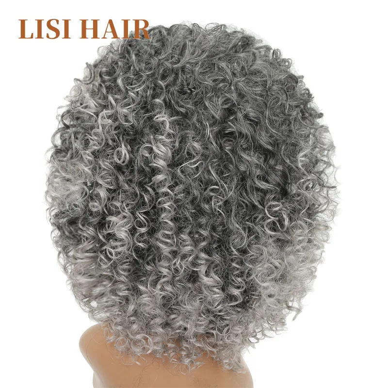 LISI HAIR Brown Mix Blonde Color 16Inches Long Afro Kinky Wigs For Black Women Synthetic Hair African Hairstyle4