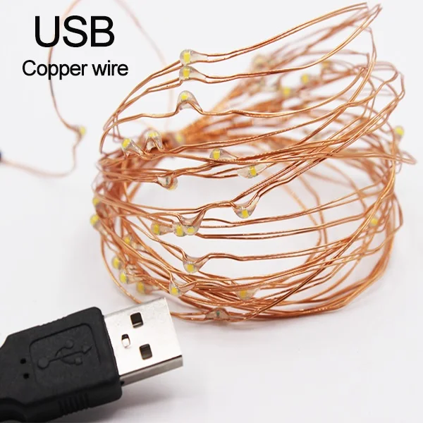 20/50/100 usb-портами и светодиодным индикатором/Батарея работает медный провод гирлянды светодиодные огни Рождество Звездное гирляндой для гирлянда/вечерние/Свадебные украшения - Испускаемый цвет: USB Power Copper