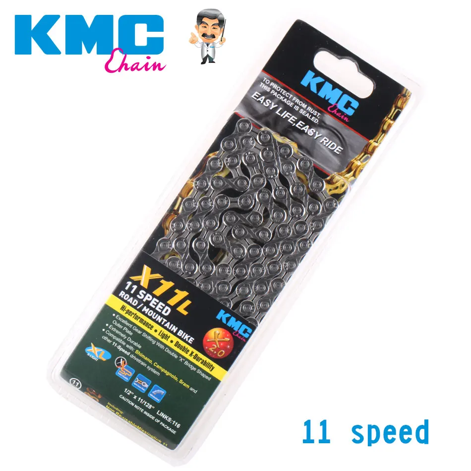 KMC 11 Geschwindigkeit X11L Fahrrad Kette MTB Super Licht Hohl Mountainbike Kette 116 Links Gold Silber Box verpackt Günstig
