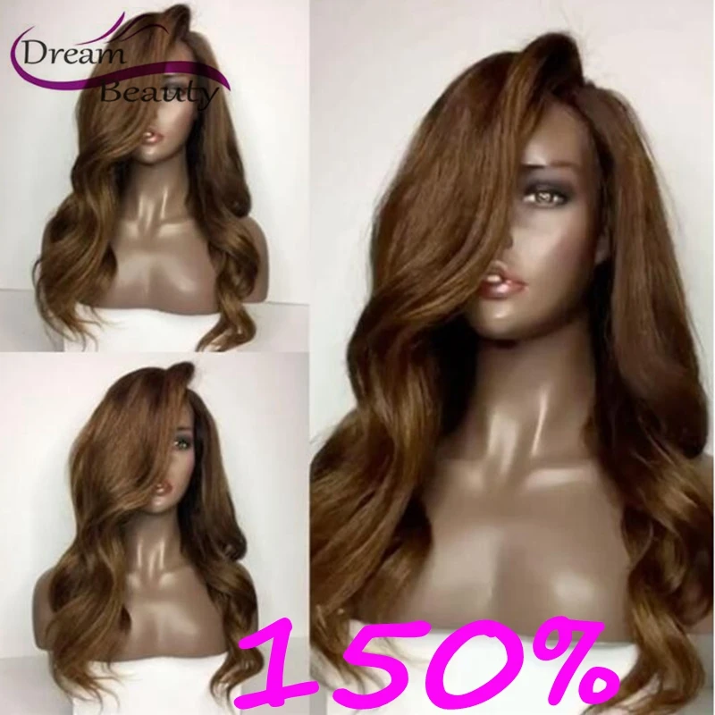 

Peruvian Virgin Hair Lace Front Human Hair Wigs 150% Density Body Wave Side Part Full Lace Human Wigs With Baby Hair