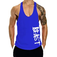 Майка мужская без рукавов фитнес жилет постельное белье Чистый хлопок с рисунком I-Shaped тренировочная блузка с круглым вырезом Спортивная одежда Мужская мода лето c0510