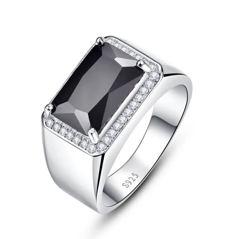 Роскошное 6.8ct черное шпинель мужское кольцо, винтажное Настоящее 925 серебряное кольцо, мужское ювелирное изделие, S925 большой размер, бижутерия с подарочной коробкой - Цвет камня: 925 Silver Ring