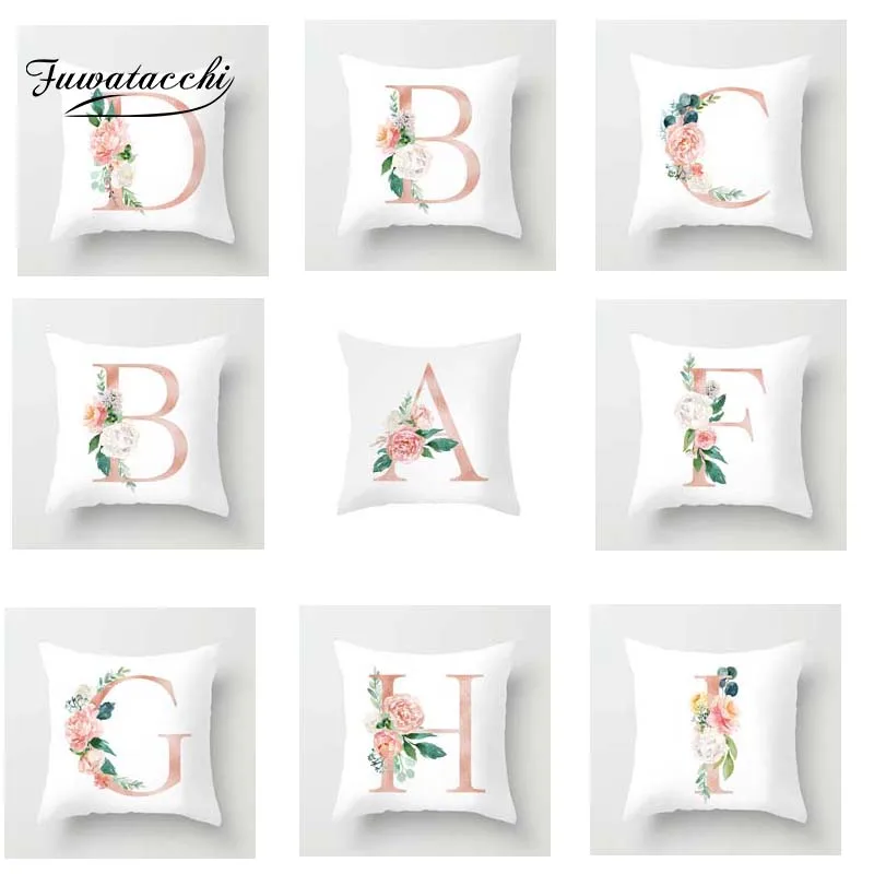 

Fuwatacchi Color A-Z Letter Cushion Cover Pink Soft Throw Pillow Cover Decorative Sofa Pillow Case Pillowcase