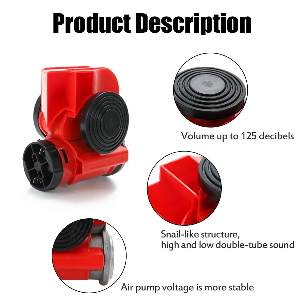 KKMOON 12 V/24 V 125db автомобильный моторный рожок компактный воздушный рожок мотоцикл рога яхты Лодка двойной тон Электрический насос Авто продукт