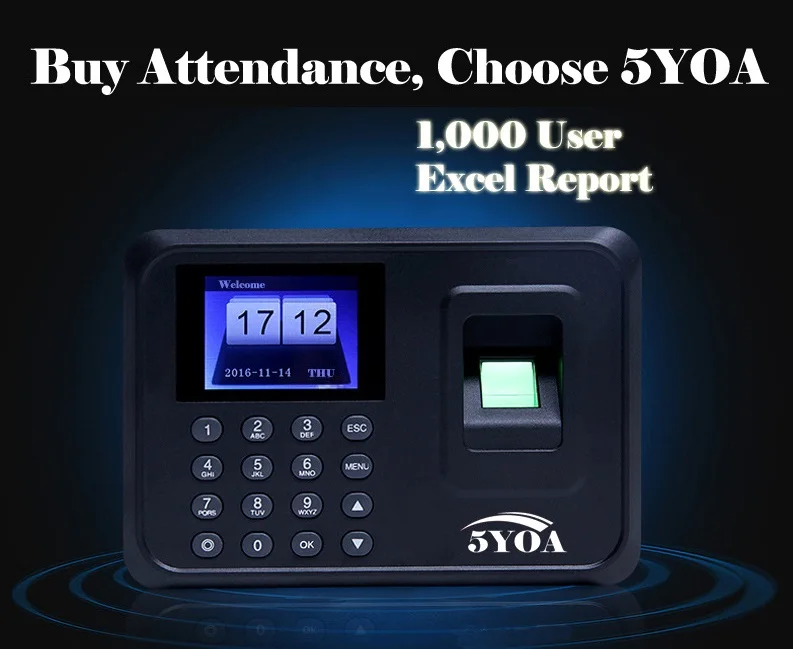 

A01 1000Users biometric fingerprint punch usb time clock office attendance recorder timing employee machine reader
